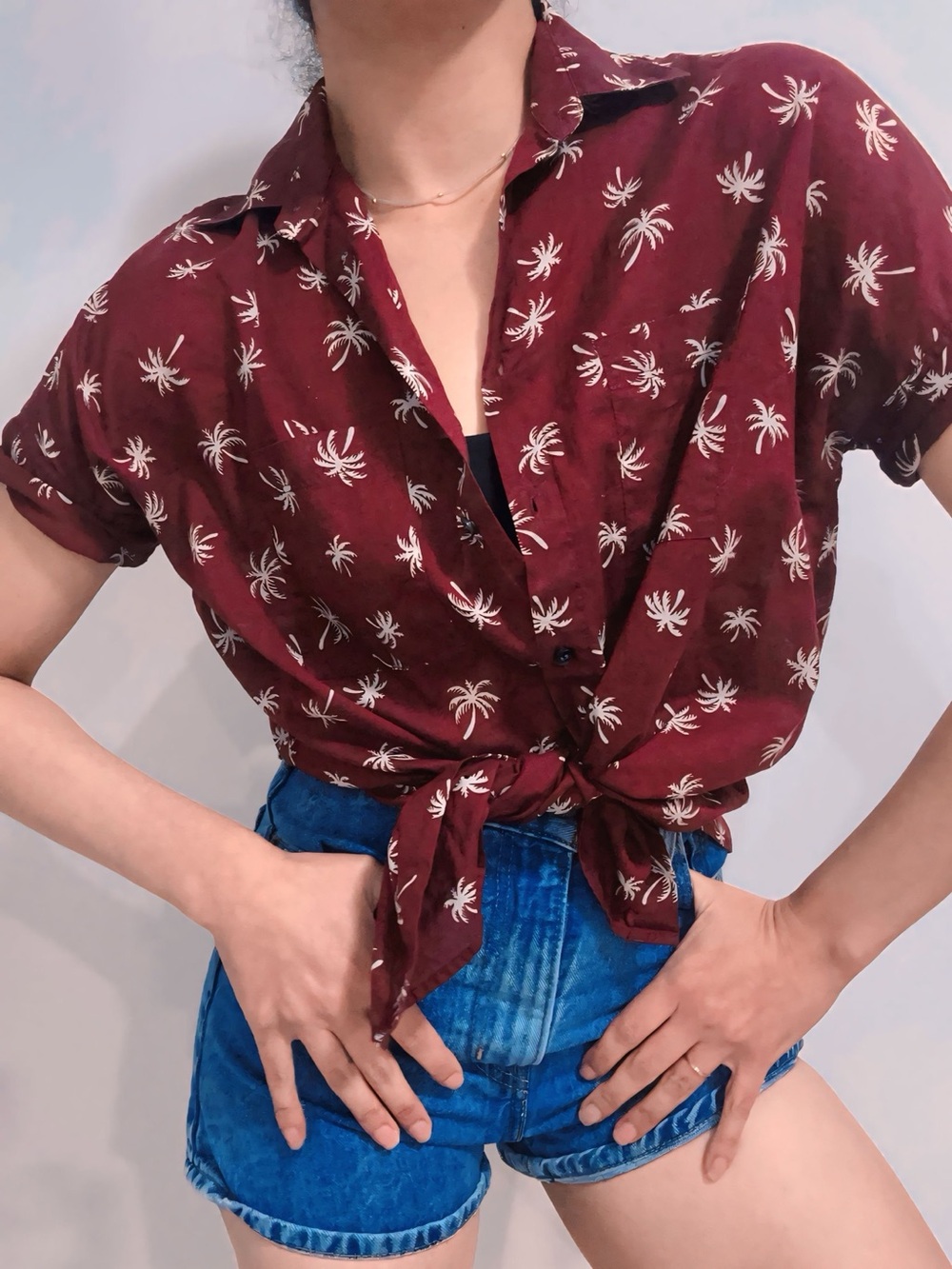 🌴 Madewell Oversized Courier Shirt in Burgundy Palm Print 🌴